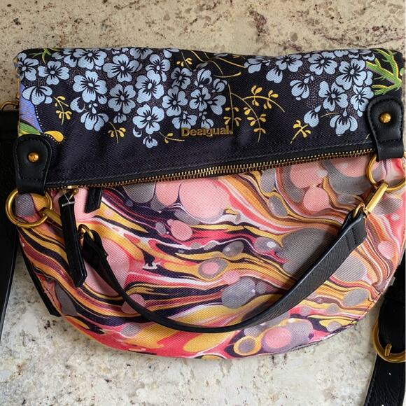 DESIGUAL Spain $129 Folded Paradiso Convertible Crossbody Bag Purse - Picture 4 of 14